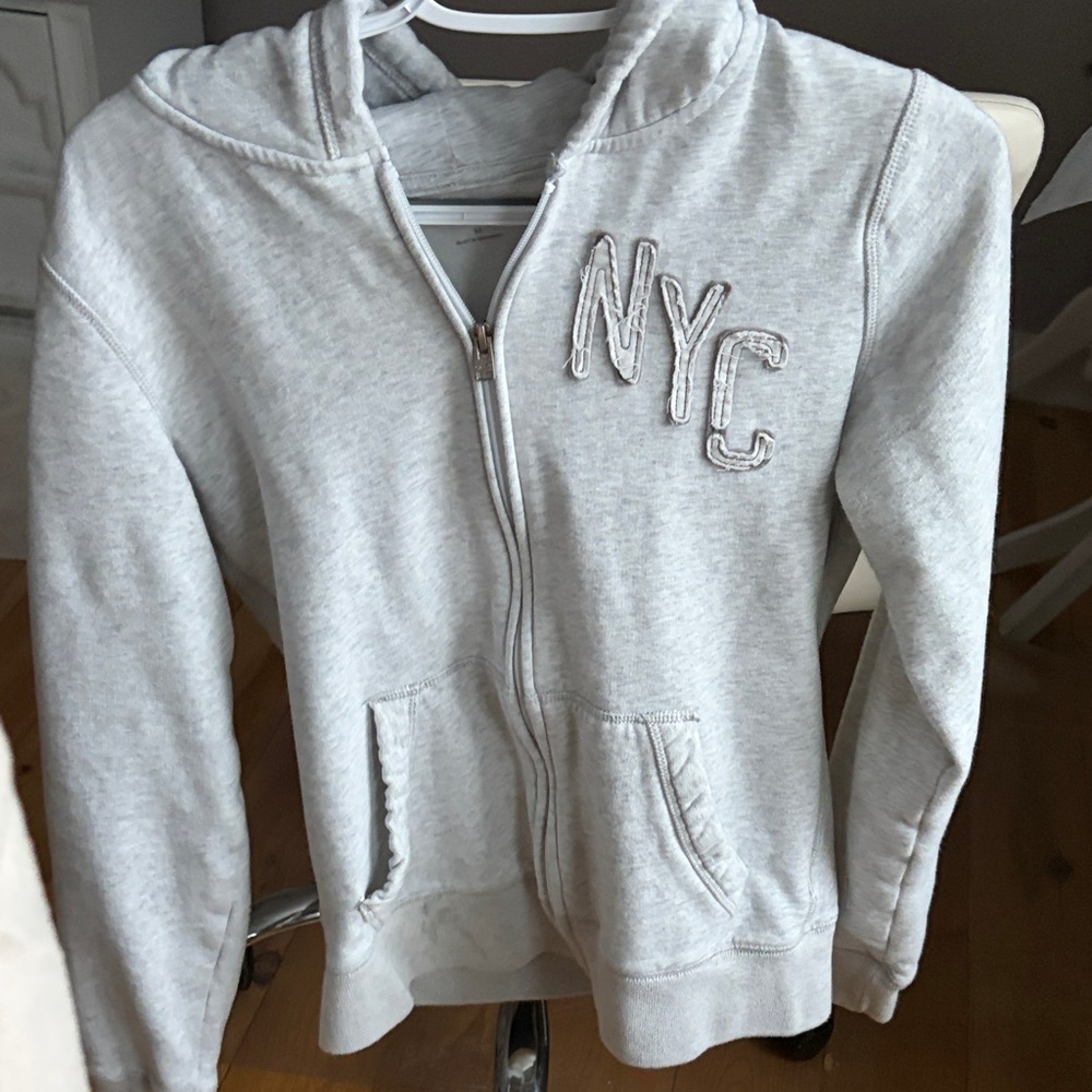 Hollister Light Gray Zip up Hoodie/ Womens